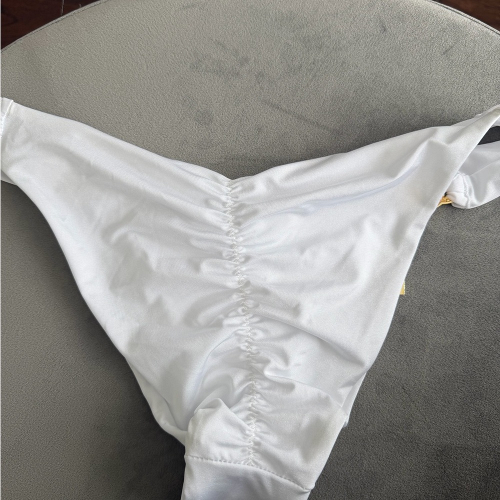 NWT Dolcessa White Bikini Bottom with Gold Accents - Picture 5 of 6